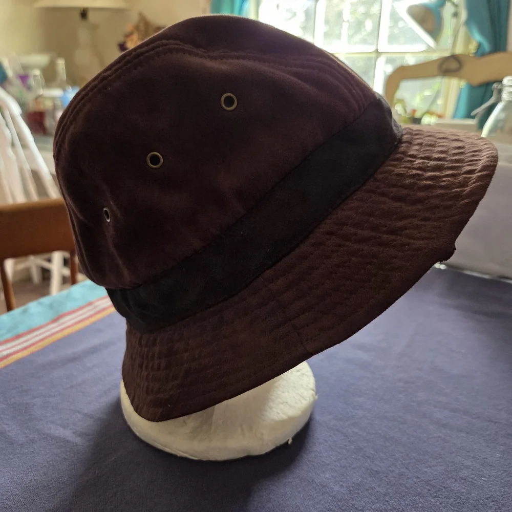 Faux Suede Scala Hat Dark Brown and Black Bucket Hat